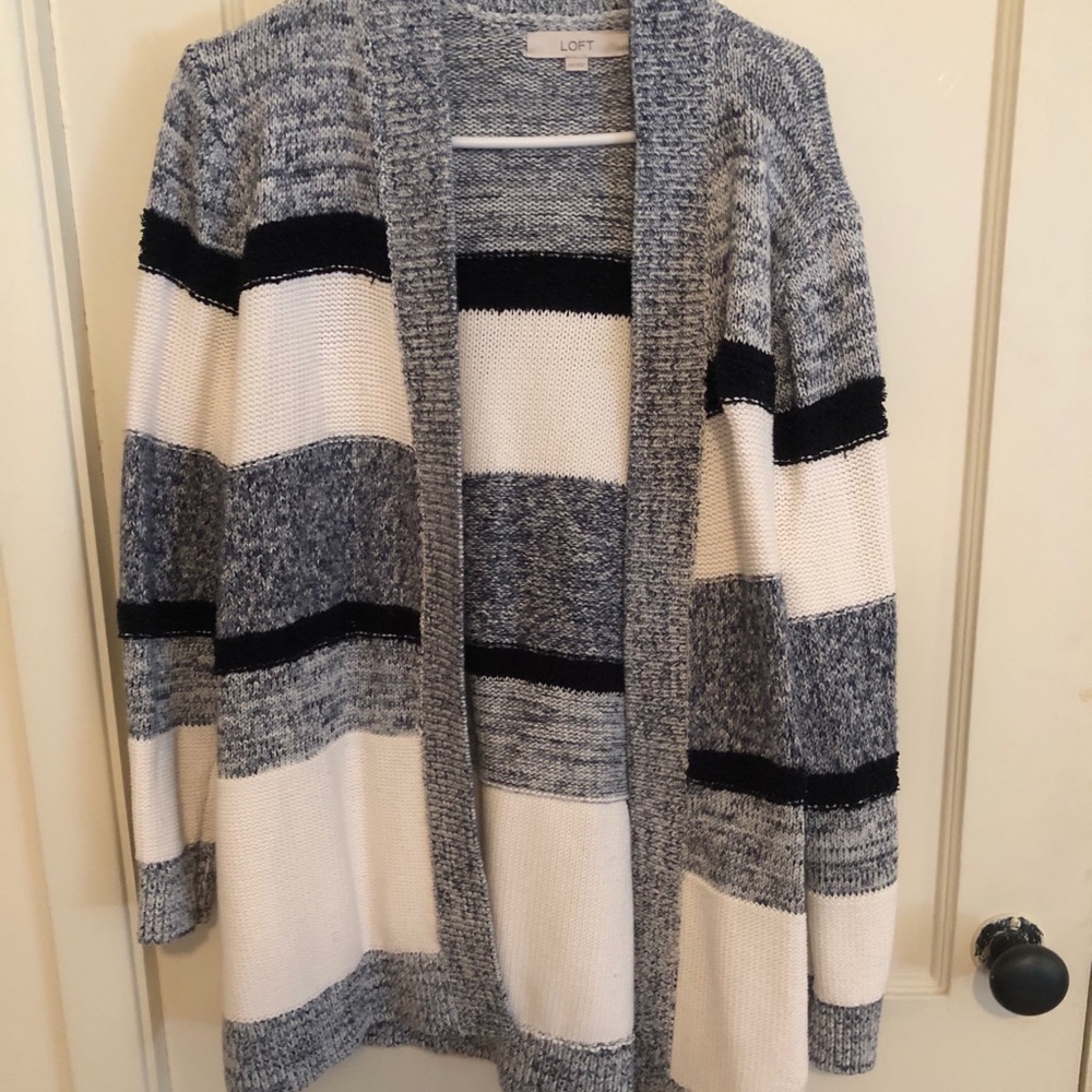 COPY - Loft navy blue and white cardigan